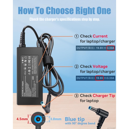 45W 65W Laptap Charger for HP Pavilion 17 15 Stream 14 13 11 Spectre Envy X360 EliteBook 840 850 845 830 820 G9 G8 G7 G6 G5 G4 G3 ProBook 640 650 440