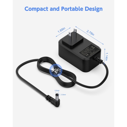 12V 2A 24W Power Supply AC Adapter Transformer Converter Portable Plug Fit for Seagate Goflex Freeagent, WD Western Digital My Book Essential