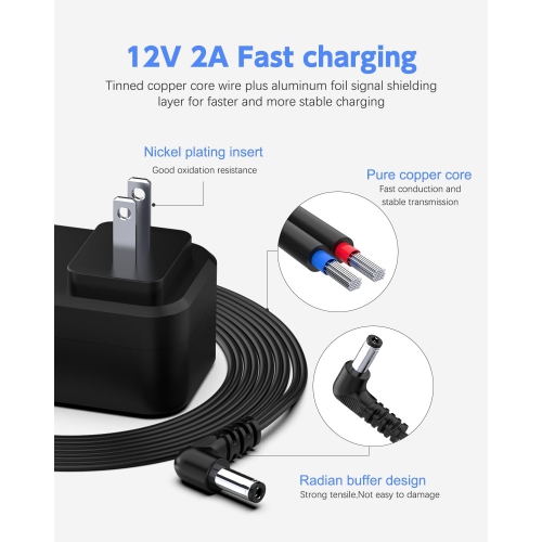 12V 2A 24W Power Supply AC Adapter Transformer Converter Portable Plug Fit for Seagate Goflex Freeagent, WD Western Digital My Book Essential