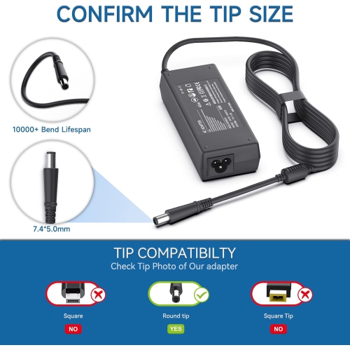 90W AC Adapter Laptop Charger for Hp Elitebook 8460p 8470P 8440P 8760p 8460w 8770w 2760p 2170p HP Pavilion 20 23 32 All-in-One Desktop PC Probook