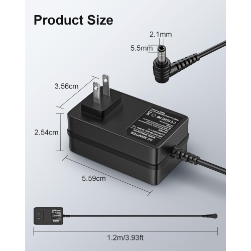 24V 1A 24W DC Power Supply Adapter 100V-240V AC to DC 24 Volt 1 Amp Converter 24 vdc 1000mA 800mA 600mA 400mA 200mA with 5.5mm x 2.1mm Plug for LED