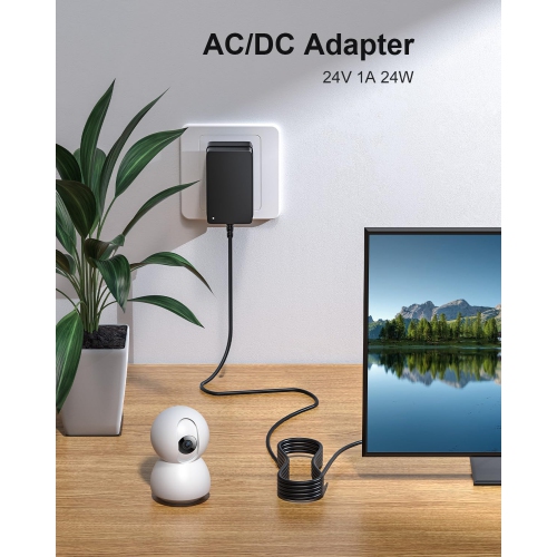 24V 1A 24W DC Power Supply Adapter 100V-240V AC to DC 24 Volt 1 Amp Converter 24 vdc 1000mA 800mA 600mA 400mA 200mA with 5.5mm x 2.1mm Plug for LED