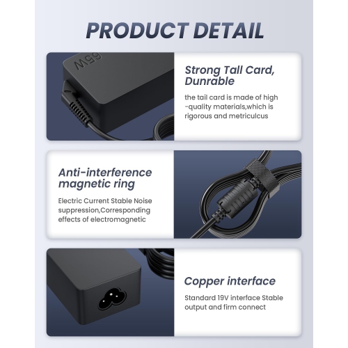 65W Laptop Charger for Toshiba Satellite & Portege Series - Compatible with C55, C655, C850, P50, Z30, Z930, Z830 - Efficient Replacement for Asus HP