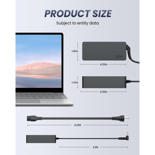 65W Laptop Charger for Toshiba Satellite & Portege Series - Compatible with C55, C655, C850, P50, Z30, Z930, Z830 - Efficient Replacement for Asus HP