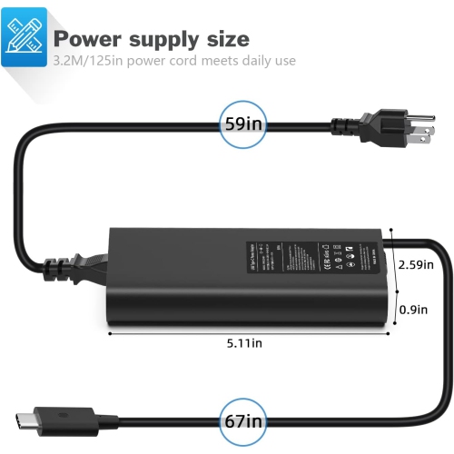USB C Charger 90W Laptop Charger Replacement for Dell XPS 13 XPS 15 2 in1 9575 ;Precision 5530 2 in 1 9500 17 9700 ;Latitude7420 7320 7390 Latitude