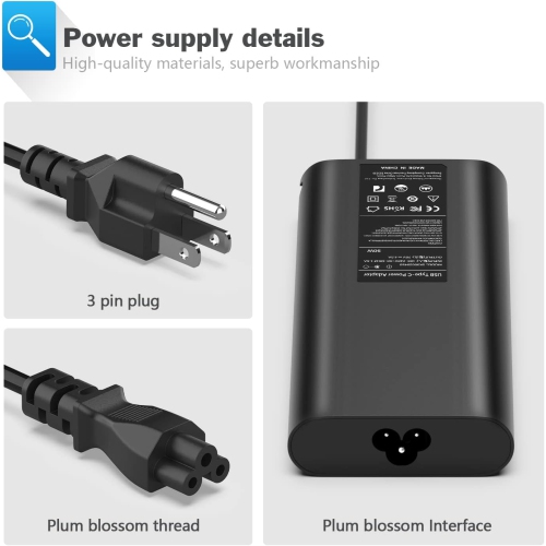 USB C Charger 90W Laptop Charger Replacement for Dell XPS 13 XPS 15 2 in1 9575 ;Precision 5530 2 in 1 9500 17 9700 ;Latitude7420 7320 7390 Latitude