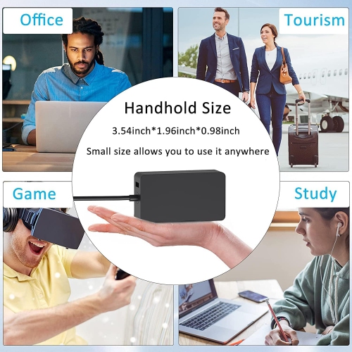 Chargeur Surface Pro de 65&nbsp;W pour chargeur Surface de Microsoft, Surface Pro 9,8,7+,7,6,5,4,3,X, Surface Laptop 5,4,3,2,1 Surface Go T2,3 de