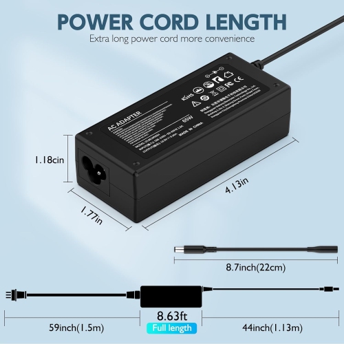 65 W – Chargeur d'adaptateur CA 45 W pour Dell Inspiron série 11 13 14 15 17 3000 5000 7000 5570 5558 5559 7506 5368 2 en 1 Latitude E5470