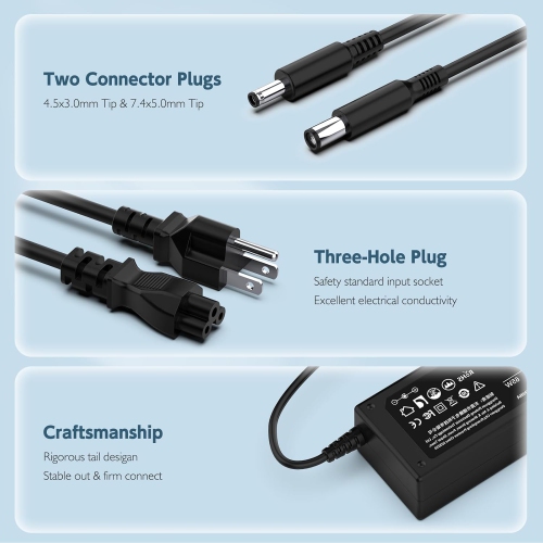 65 W – Chargeur d'adaptateur CA 45 W pour Dell Inspiron série 11 13 14 15 17 3000 5000 7000 5570 5558 5559 7506 5368 2 en 1 Latitude E5470