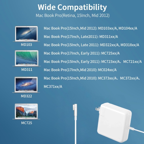 MacBook Pro Charger 85W-L Power Adapter,Compatible with Mac Book Pro 15 &17 Inch A1151 A1297 A1290