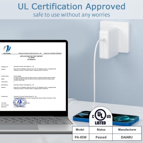 MacBook Pro Charger 85W-L Power Adapter,Compatible with Mac Book Pro 15 &17 Inch A1151 A1297 A1290