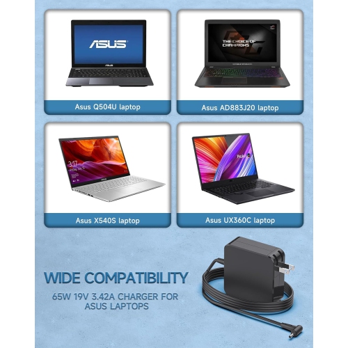 65W 45W 33W Laptop Charger for ASUS Q524 X540S X540L Q504U Q302L X553M UX360C Q200E C300M E402MA Vivobook,Zenbook,Chromebook Computer Charger