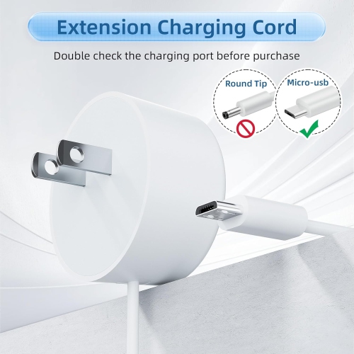 Replacement 5V AC Charger Power Supply Cable, Compatible with Google Home Mini Speaker, 5FT Micro USB Power Supply Cord, 5V 1.8A, White, Long