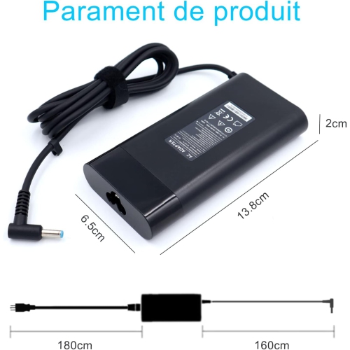 200W Laptop Charger for HP Pavilion Gaming 15 16 17, Omen 15 17, ZBook 15 17 G3 G4 G5, ZBook Studio G3 G4 G5, Envy 15 17 15-dh0005la TPN-LA21