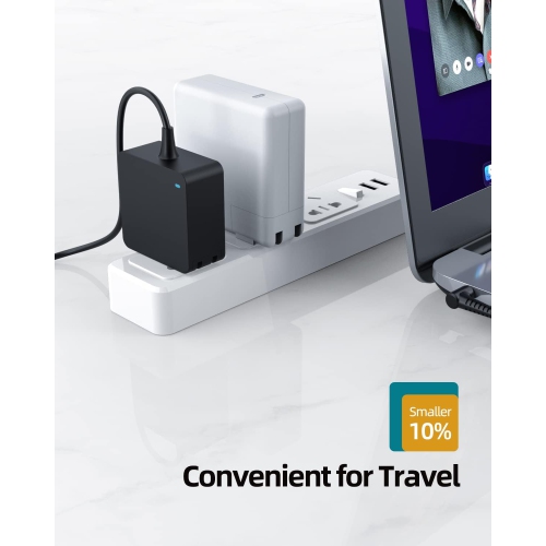 65W 45W Charger for Lenovo Laptop, Ideapad 3 330 320 310 330S S340 S145,, Round Tip, Retractable Prongs, Charge Indicator LED, 7.5Ft Cable