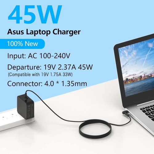 45W Laptop Charger for Asus Vivobook 14 15 Model X540S UX330U UX305 UX360 UX360C Q302L Q504U Q504UA AD883J20 Zenbook Computer Dcin Power Cord