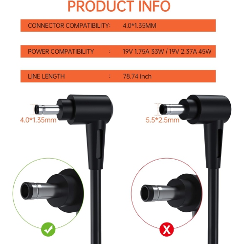 45W 33W Laptop Charger for ASUS x512j x512ja x512f x512d x512da x515 x515ja x515m x540u x541 x541u x509j x510u x510qa x510ua x553m ux430 ux430u