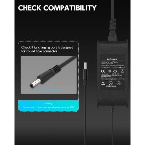 90W Laptop Charger for Dell Latitude E6440 E5440 E5550 E6420 E7470 E5470 E5430 E7450 E6220 E6230 E6320 E6330 E6400 E6410 E6430 E6440 E6500 E6510