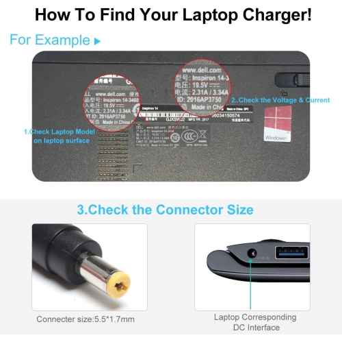 65W AC Adapter Charger for Acer Aspire E15 E1 ES1 E3 E5 V5 V7 V3 R3 R7 S3 N15Q1 N16Q2 E1-532-2635 E1-571 E1-531 E5-521 E5-511 E5-571 E5-575 E5-573