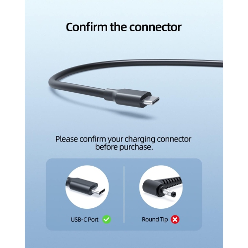 Chromebook Charger for HP Lenovo Asus Acer Dell Samsung Google Chromebook Laptop, USB-C Head,, 45W