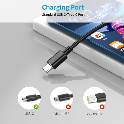 Universal 65&nbsp;W Chargeur USB-C pour portable Bloc d'alimentation Chromebook portatif de type C Adaptateur c.a. Cordon d'alimentation pour Asus