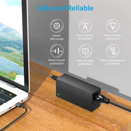 Universal 65&nbsp;W Chargeur USB-C pour portable Bloc d'alimentation Chromebook portatif de type C Adaptateur c.a. Cordon d'alimentation pour Asus