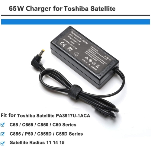 65W Laptop Adapter Power Charger for Toshiba Satellite C55 C655 C850 C50 L755 C855 L655 L745 P50 C855D C55D S55;Portege Z30 Z930 Z830;Satellite