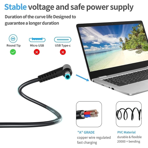 HP Laptop Charger 45W 19.5V 2.31A for HP Stream 11 13 14, Pavilion, Elitebook Folio, Spectre, Pavilion Touchsmart, Spectre Ultrabook, AC Adapter