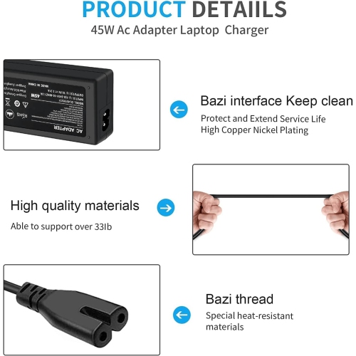 HP Laptop Charger 45W 19.5V 2.31A for HP Stream 11 13 14, Pavilion, Elitebook Folio, Spectre, Pavilion Touchsmart, Spectre Ultrabook, AC Adapter