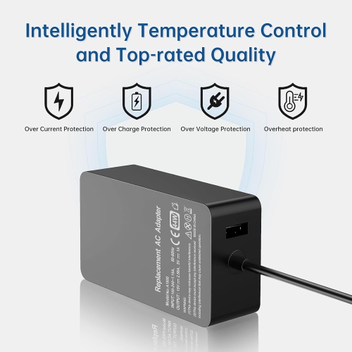 44W 15V 2.58A Surface Charger Power Supply AC Adapter Charger for Microsoft Surface Pro 8/7+/6/5/4/3 Laptop 3/2/1 Surface Go 2/1 with 5V 1A USB
