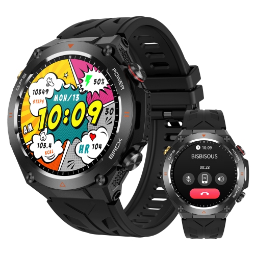 BISBISOUS  Smartwatch With 650Mah Battery, 1.45" Ips 412X412 Display, Gps, Da Fit - In Black