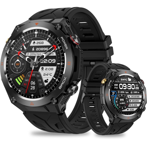 BISBISOUS  Smartwatch Kc82 With 650Mah Battery, 1.45" Ips 412X412 Display, Gps, Da Fit - In Black