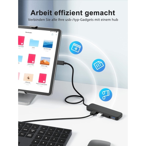 4-in-1 USB C to 4 Port USB 3.0 Adapter Data Extender Hub, High Speed USB C Splitter, Compatible with Laptop Thunderbolt 3 MacBook Pro M1 Air 2020,