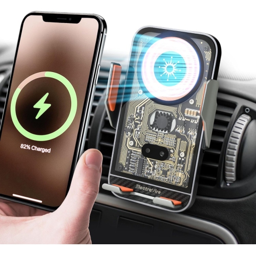 Wireless Car Charger & Phone Holder, 15W Fast Charging, Auto-Clamping, Qi-Certified, Universal Air Vent Mount, Compatible with iPhone, Galaxy & MagSa