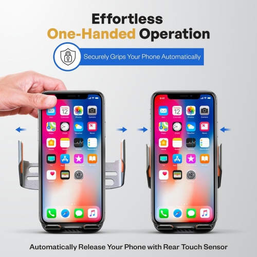 Wireless Car Charger & Phone Holder, 15W Fast Charging, Auto-Clamping, Qi-Certified, Universal Air Vent Mount, Compatible with iPhone, Galaxy &