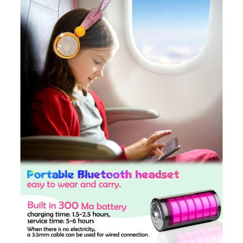 Unicorn Kids Bluetooth Headphones for Girls,Teens,Boys,Wireless Cat Headset for Smartphones Tablet Laptop PC TV,with Mic and Adjustable