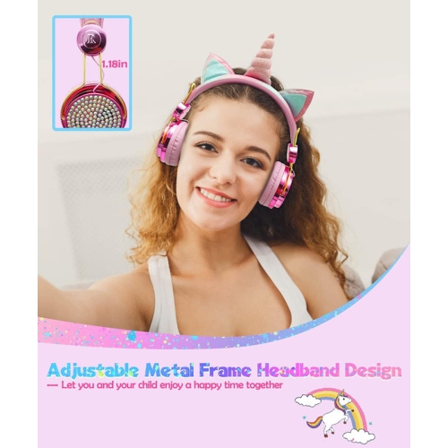 Unicorn Kids Bluetooth Headphones for Girls,Boys Teens,Wireless Cat Headset for Smartphones/Tablet/Laptop/PC/TV,with Mic and Adjustable