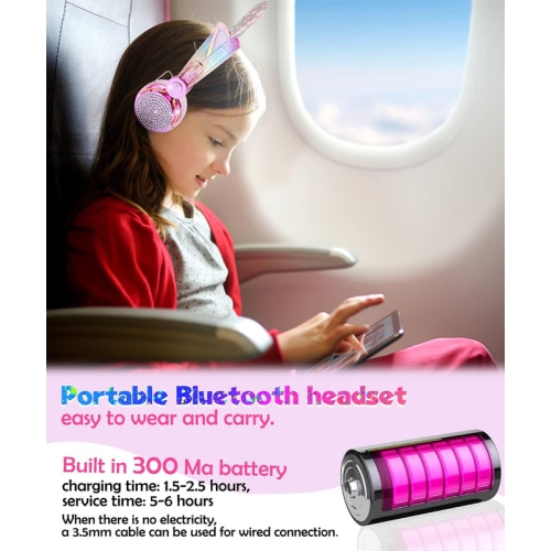 Unicorn Kids Bluetooth Headphones for Girls,Boys Teens,Wireless Cat Headset for Smartphones/Tablet/Laptop/PC/TV,with Mic and Adjustable