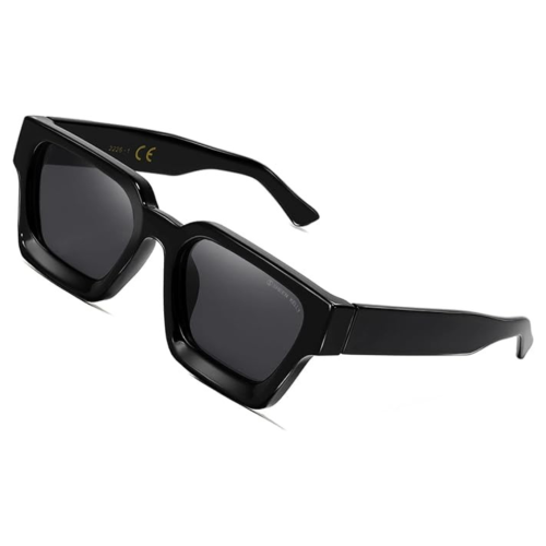 PRIME MADE  Thick Rectangle Chunky Sunglasses Women Men Trendy Square Shades Tortie Frame Fashion 90S Glasses In Black