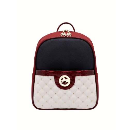 Image 1 of 8.. Cavalinho Craft Backpack - Color Navy / White / Red - Leather & Canvas