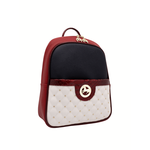 Sac à dos de Cavalinho - Bleu marine / Blanc / Rouge - Cuir et toile