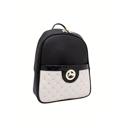 Cavalinho Craft Backpack - Color Black / White - Leather & Canvas