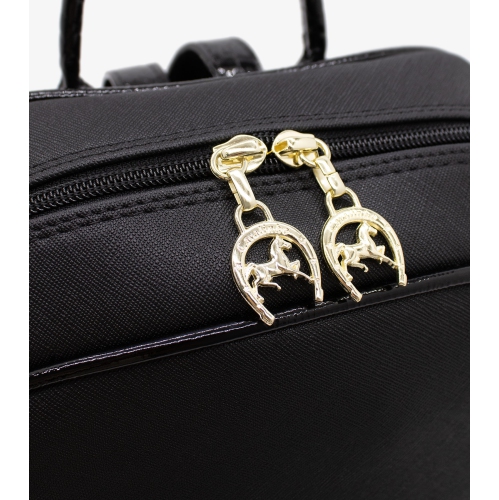 Cavalinho Craft Backpack - Color Black / White - Leather & Canvas