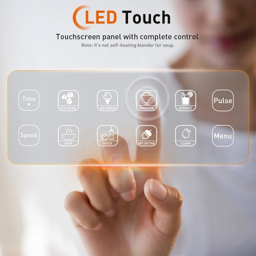 JOYOUNG Power Stand Blender, 1200W Smoothie Blender with LED Touchscreen, 8 Presets, Dishwasher Safe