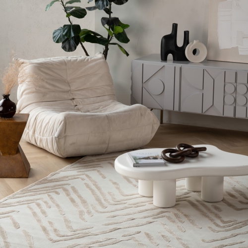 Rug Branch Alfombra Modern Abstract Indoor Outdoor Area Rug, Beige Cream