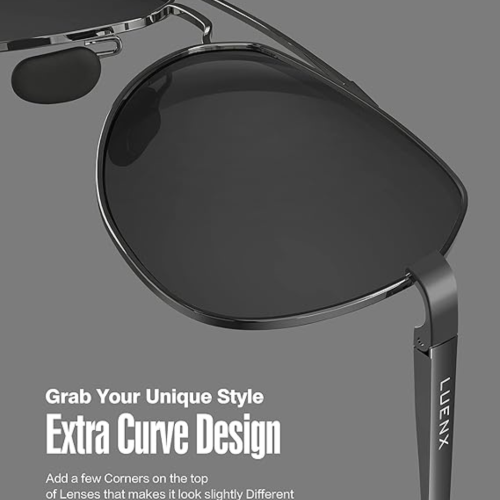 LUENX Trendy Aviator Polarized Sunglasses for Men Women, Metal Frame Sun Glasses UV 400 Protection Driving Fashion