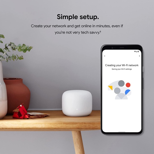 Refurbished - Google Nest Wifi Mesh Router (AC2200) and 2 points with Google Assistant - 3 pack - Snow (GA00823)