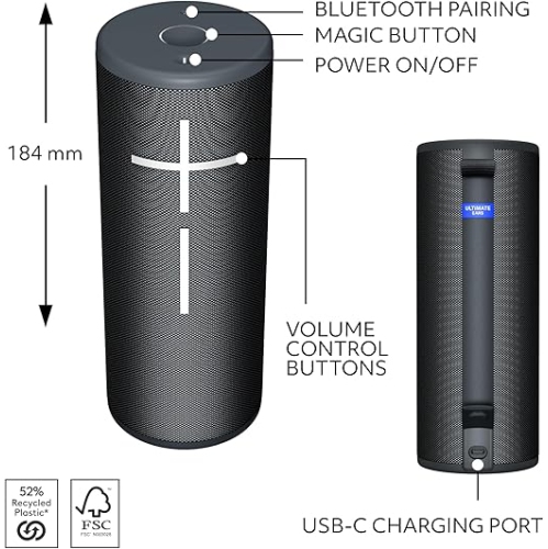 Brand New - Ultimate Ears BOOM 4 Waterproof Bluetooth Wireless Speaker - Raspberry Red