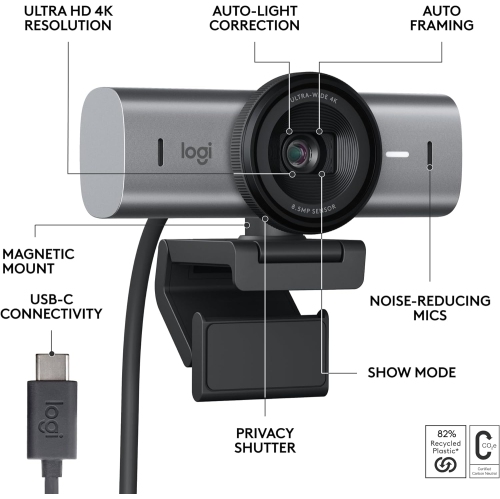 Logitech MX Brio Ultra HD 4K Webcam - Black