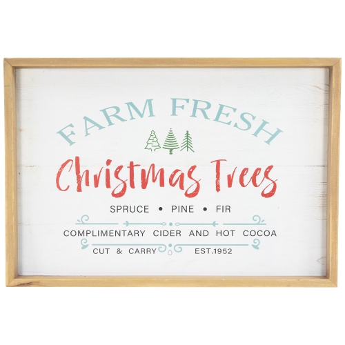 Framed Farm Fresh Christmas Trees Wooden Wall Sign - 18.75" x 13"